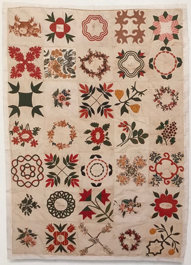 A Carolina Lily square is part of this friendship quilt in the Loudoun Museum