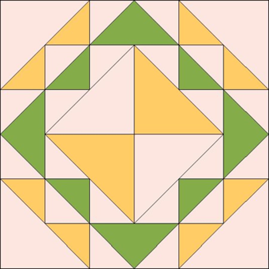 A Corn and Beans quilt square design
