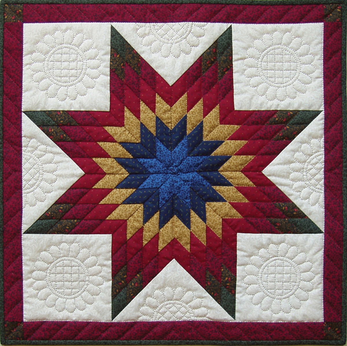 The intricately beautiful Lone Star quilt design.